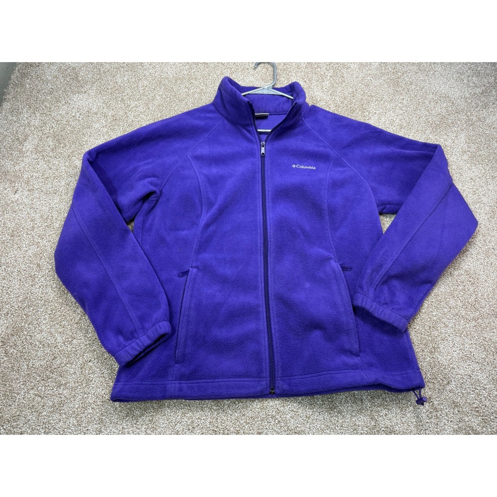 Columbia Benton Springs Full Zip Fleece Jacket Purple Womens XL Mock Neck Coat